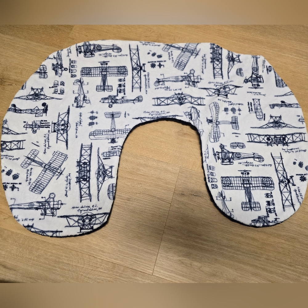 Boppy Cover Navy Airplane Minky Dot